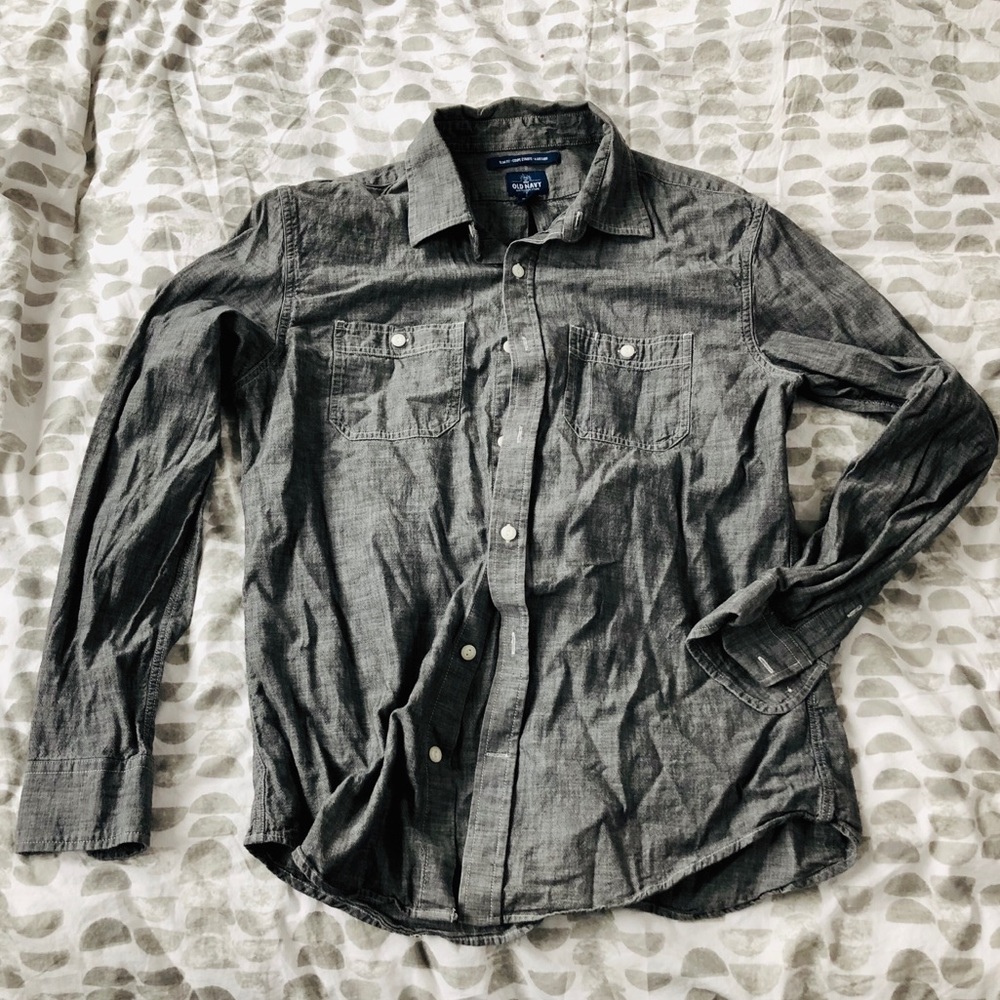 Old Navy Grey Chambray Button Down